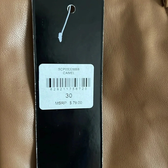 bebe Women's Faux Leather Pants in Classic Camel Color - NWT - Size 30 - Picture 5 of 11